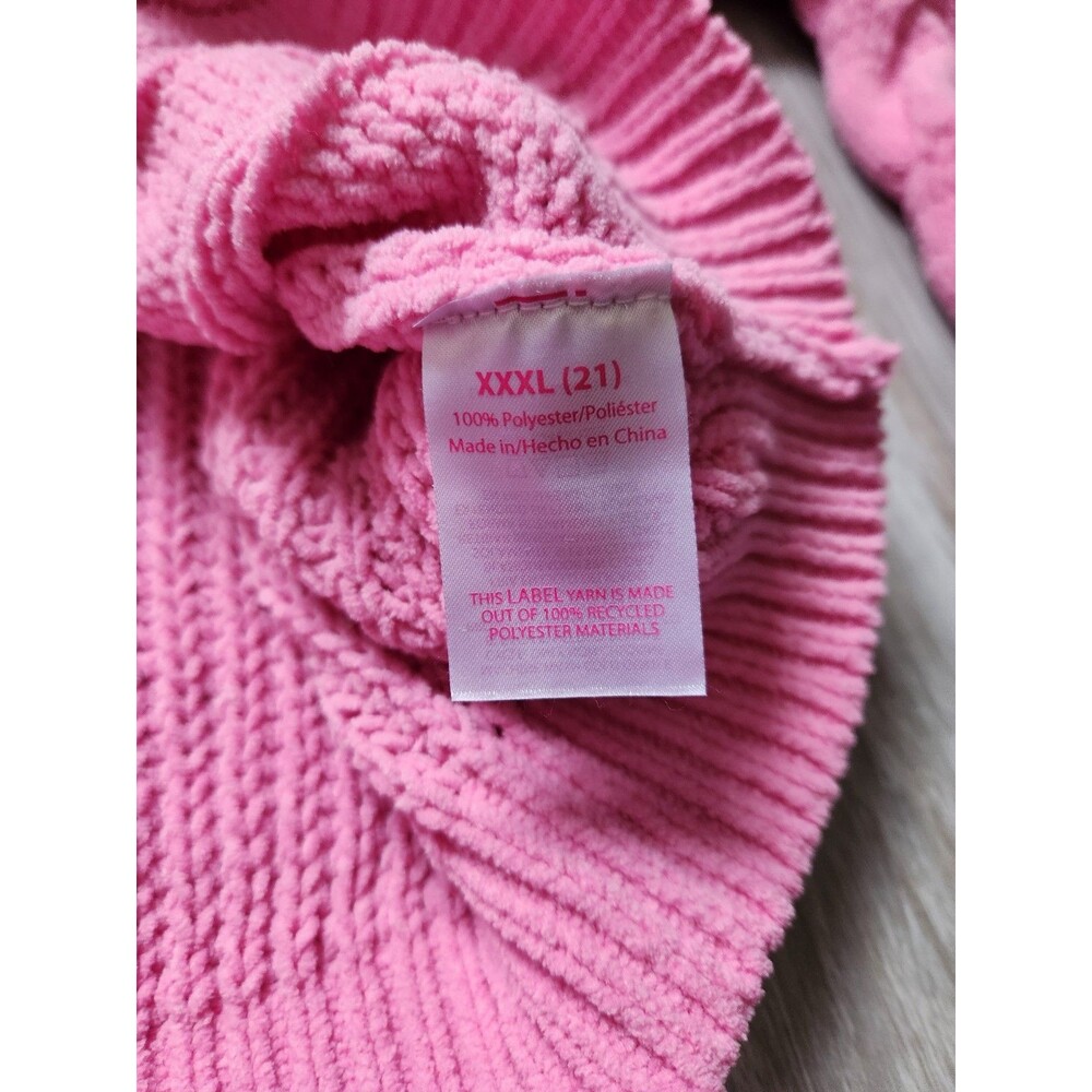 No Boundaries Patchwork Chunky Knit Sweater V Neck Pink Long Sleeve Jrs 3XL GUC - Picture 5 of 8